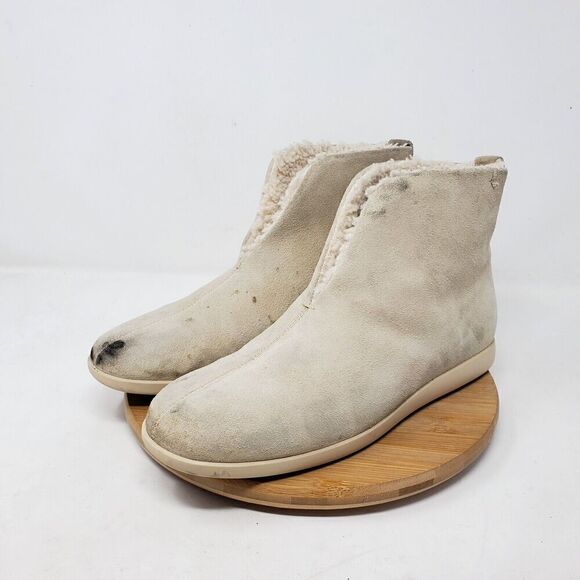 Everlane‎ Boots Womens 8 Beige Suede Chukka Lined Slipper Ankle Slip On Shoes - Picture 6 of 12